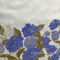 Tissu Jacquard Brocard à fleurs bleu marine